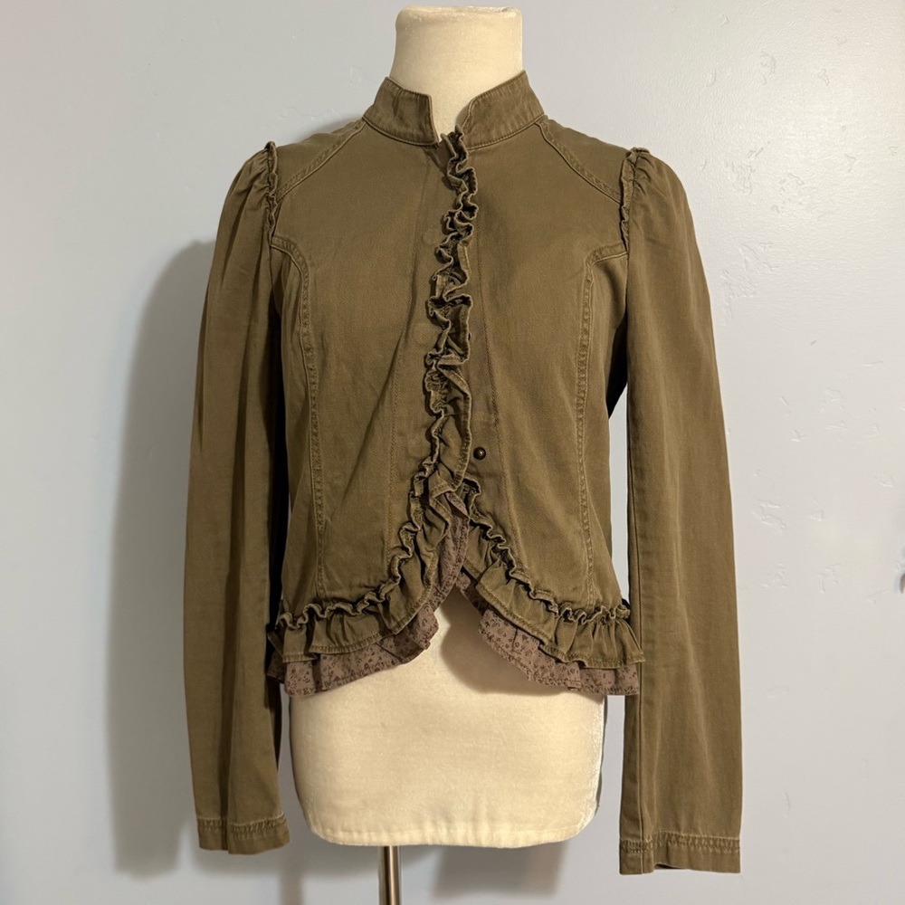 Olive Ruffled Women's Jacket